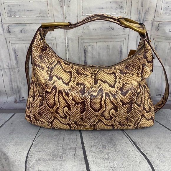 Margot Alexandra Stirrup Snake Natural Python Leather Hobo Shoulder Bag Purse - Picture 11 of 16
